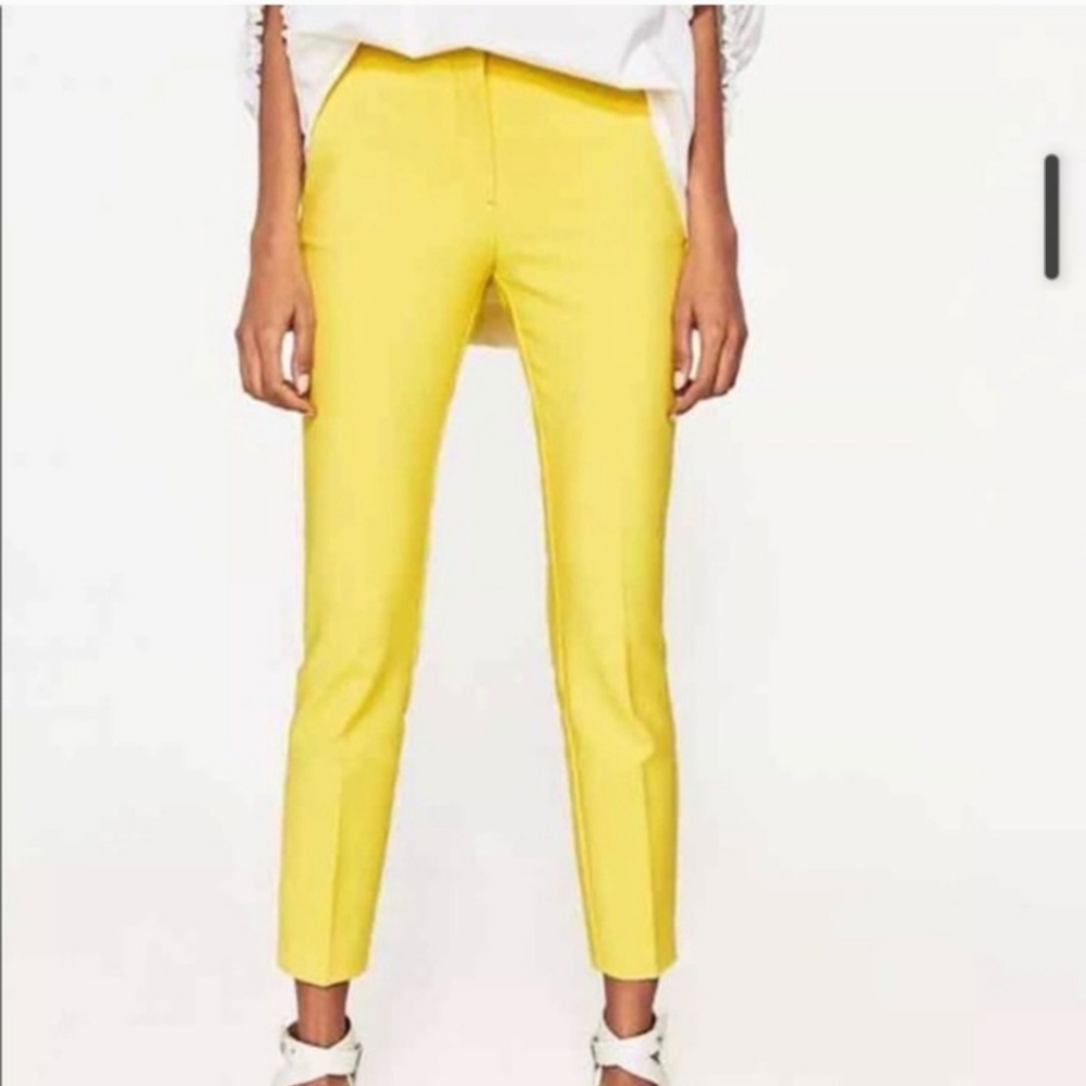 Yellow tapered ankle pants